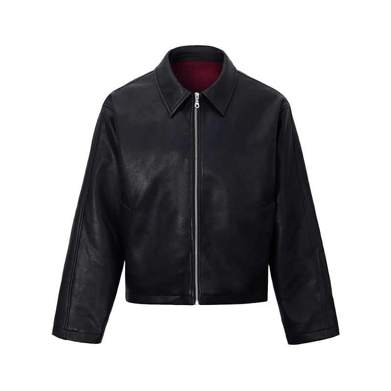 Men's New Textured Leather Jacket, Short Padded Coat with Minimalist Design, Old Money Style Winter Jacket, Cleanfit Style Outfit