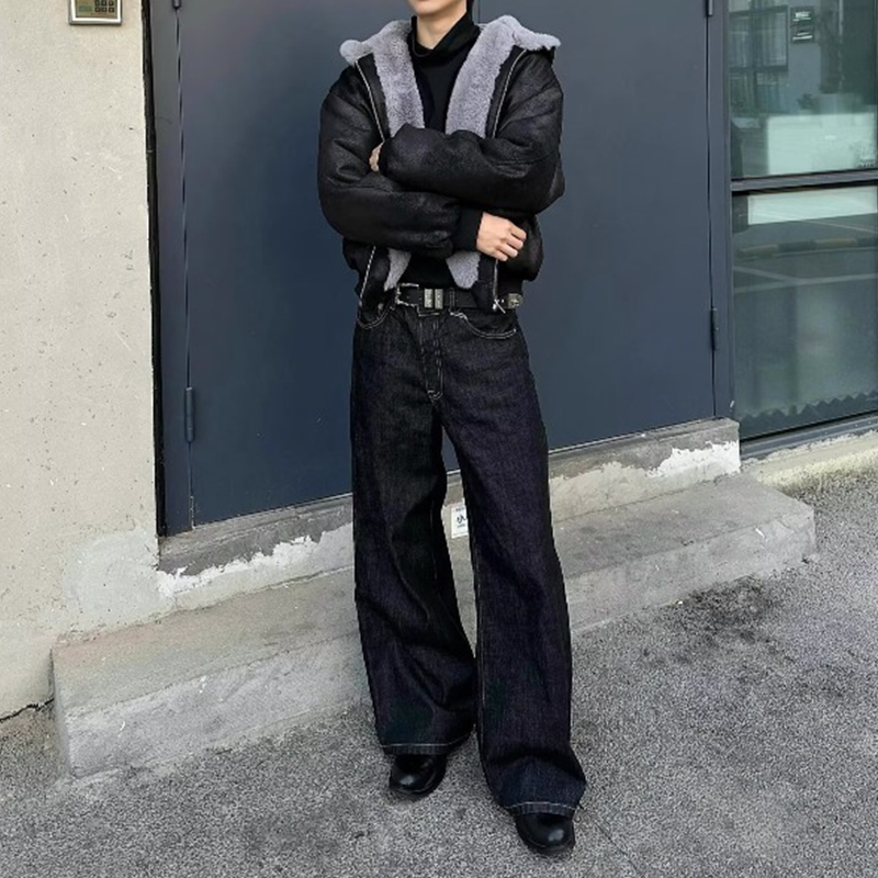 Men's Wide-leg Jeans, Classic Straight-leg Bootcut Jeans, Vintage Casual A-line Jeans