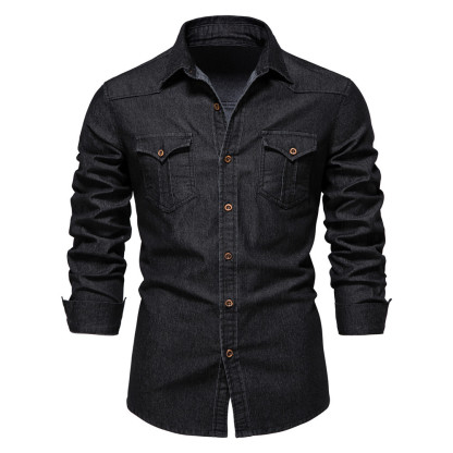 Denim Men's Casual Long-Sleeved Shirt