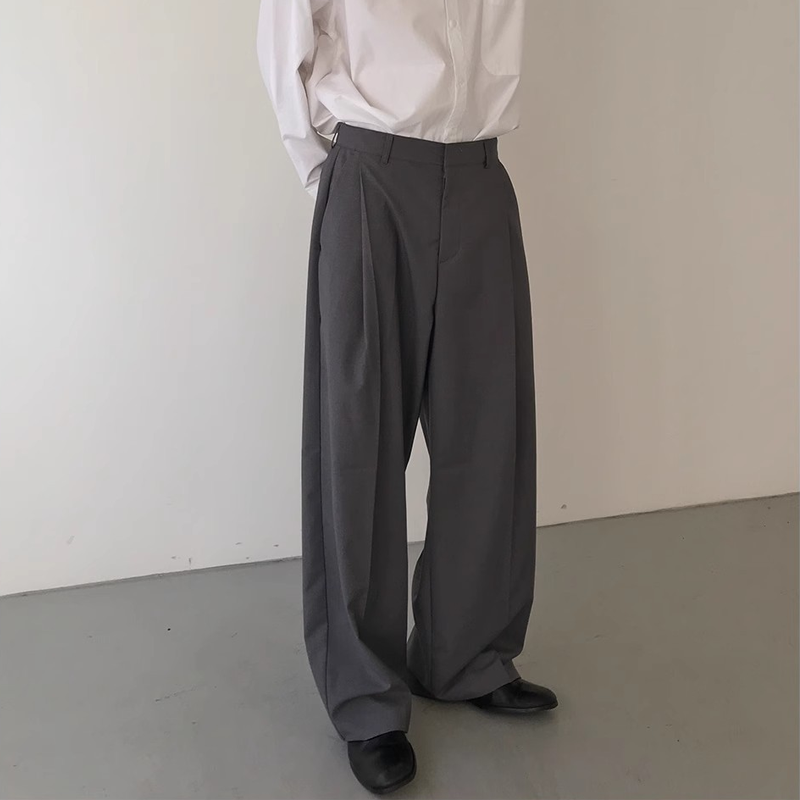Men's Baggy Wide Leg Trousers, Deconstructed Design with Draping Fit, Business Casual Loose Fit Dress Pants