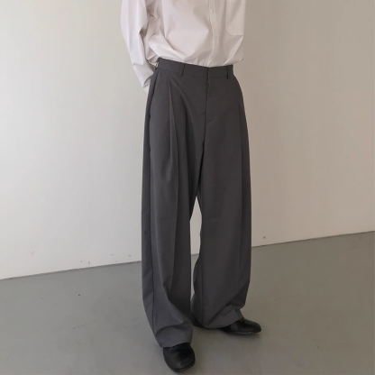 Men's Baggy Wide Leg Trousers, Deconstructed Design with Draping Fit, Business Casual Loose Fit Dress Pants