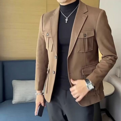 Men's Fall Winter Tweed Blazer, British Style Winter Sport Coat, Heavyweight Business Casual Blazer for Men, Notch Lapel Single-Breasted Jacket