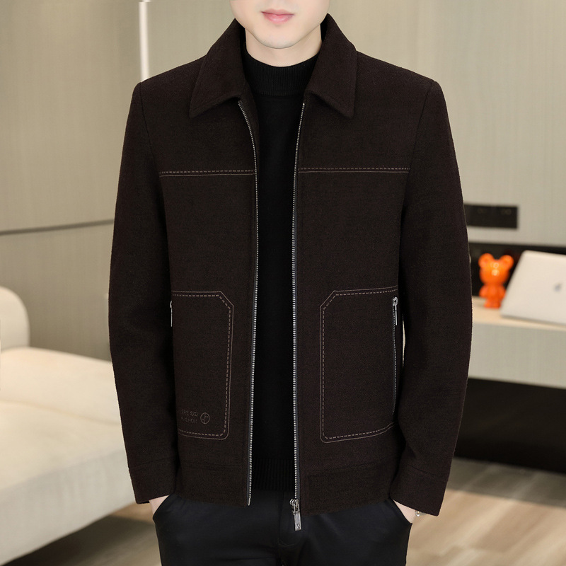 Men's Winter Workwear Jacket, Trucker Jacket Windproof Softshell with Anti-Pilling Finish, Business Casual Padded Lined Coat