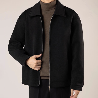 Men's Short Casual Jacket, Business Casual Zip Up Fall Jacket with Lapel Collar