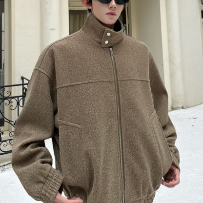 Men's Vintage Tweed Jacket, Relaxed Fit Notch Lapel Fall Outerwear