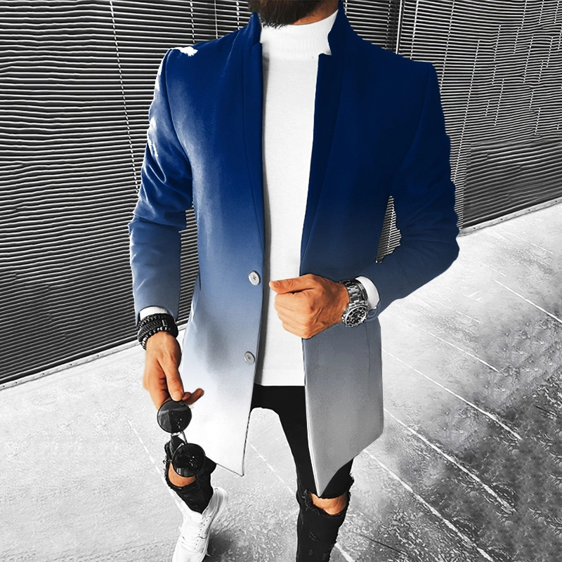 Men's Fashion Plaid Trench Coat