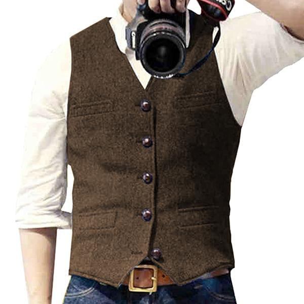 Men’s Herringbone V-Neck Suit Vest