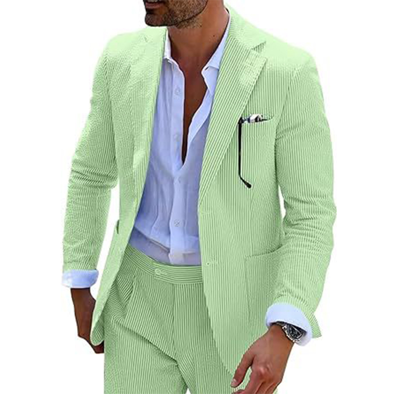 Double Breasted Blazer Pants 2 Piece Men's Summer Suit