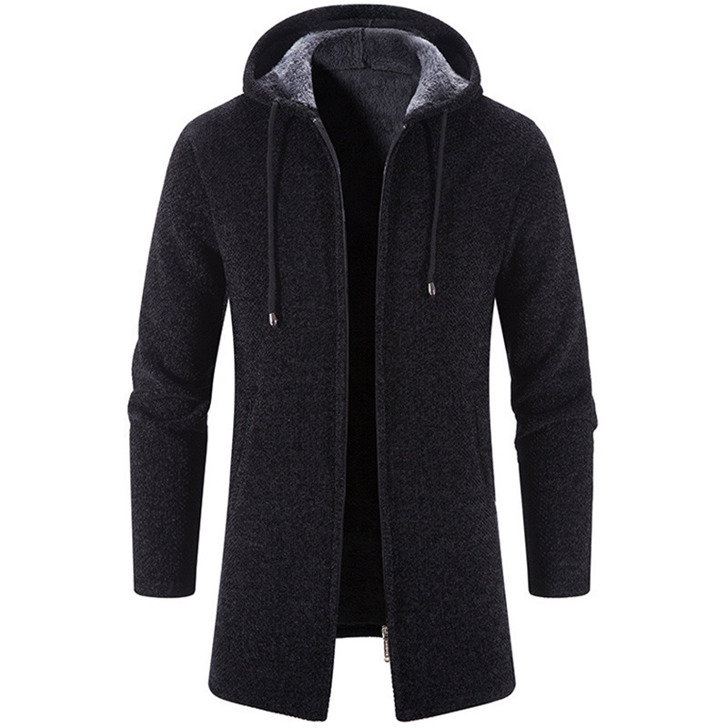 Men's Mid-length Hooded Wool Jacket
