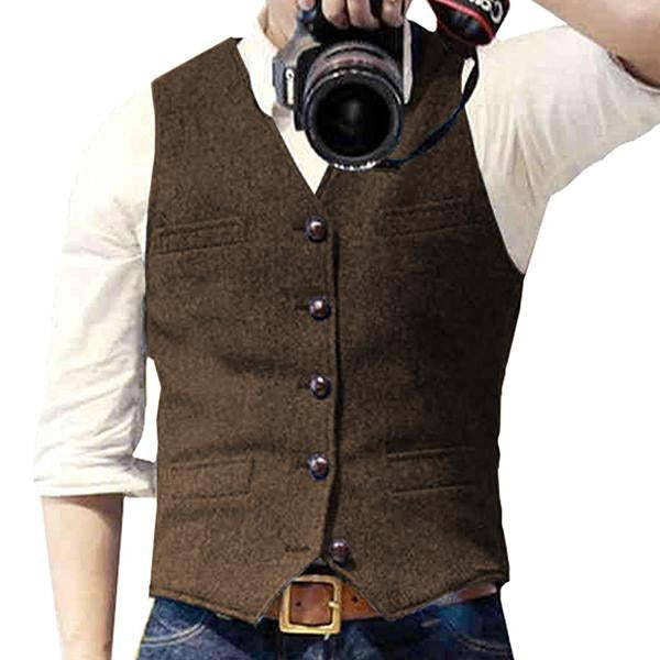 Men’s Herringbone V-Neck Suit Vest