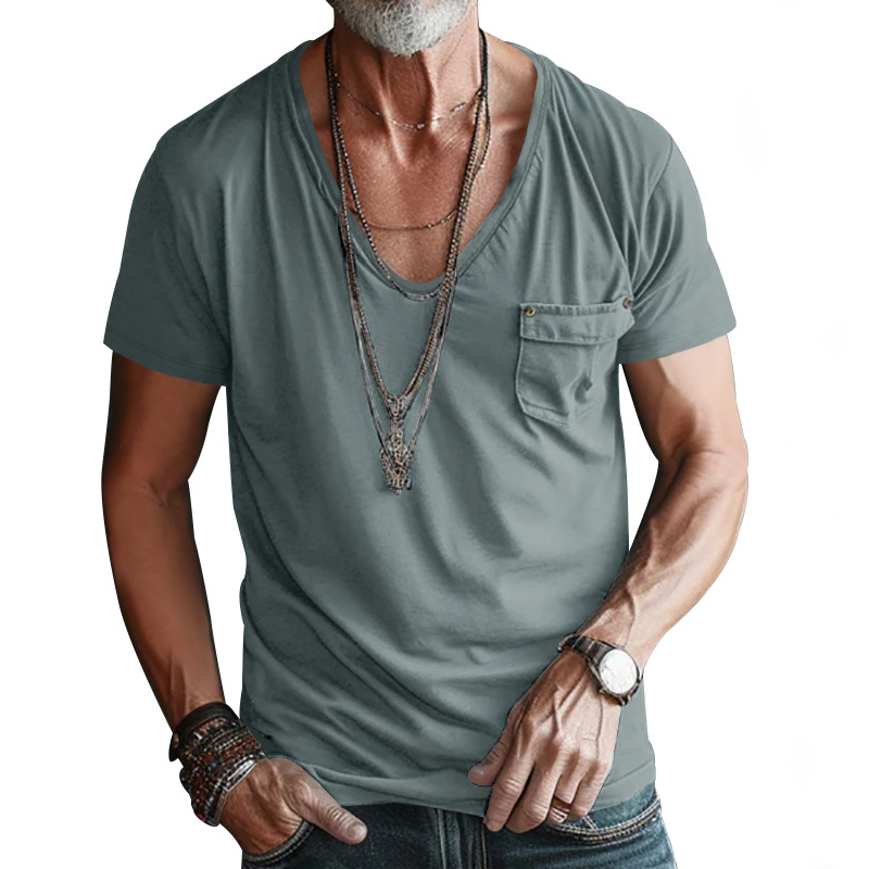 Performance V-Neck Utility Pocket Tee Men's Casual Shirt (Ready Streetwear Essential)