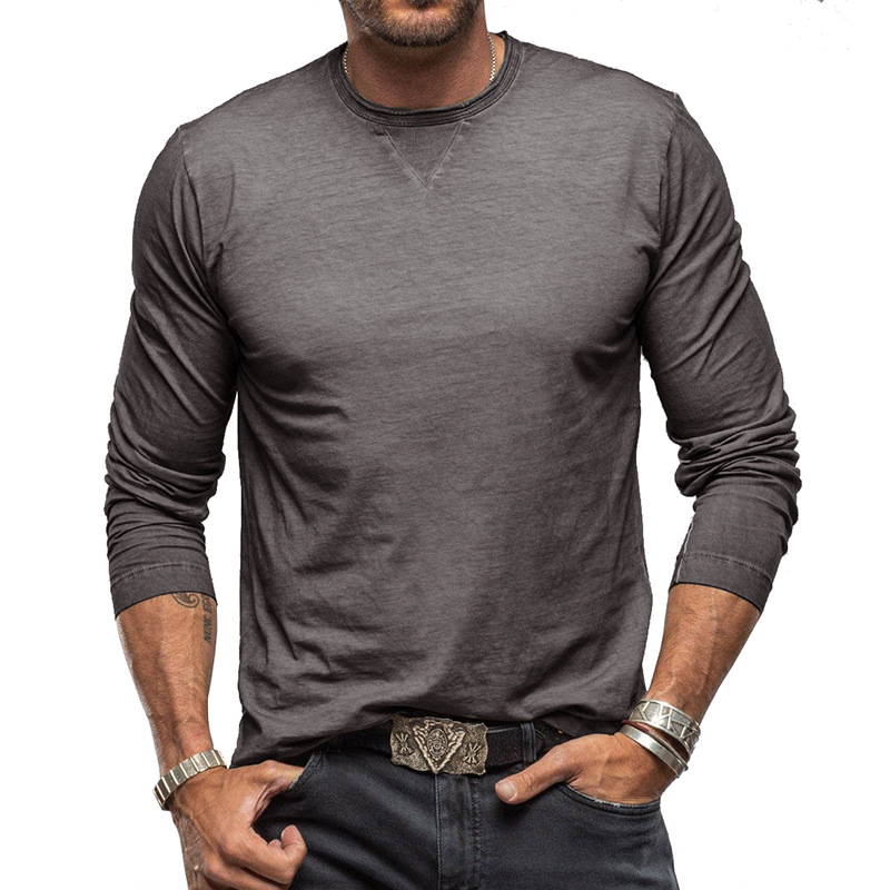 New Men's Long Sleeve Crew Neck T-Shirt Essential Items Practical And Durable