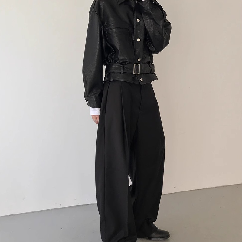 Men's Baggy Wide Leg Trousers, Deconstructed Design with Draping Fit, Business Casual Loose Fit Dress Pants