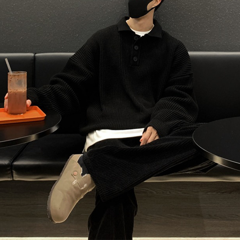 Winter Men's Polo Neck Knit Sweater, Ultra-Soft Polo Sweater, Business Casual Knit, Spandex Stretch Comfort Pullover