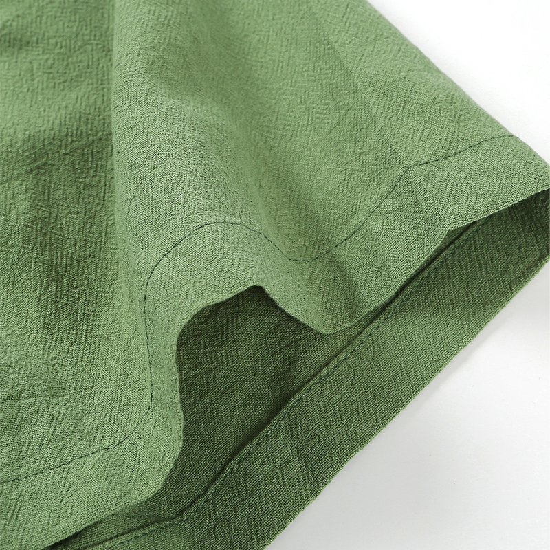 Men's Linen Cotton Short Sleeve Camp Shirt, Breathable Vacation Style Open Collar Button Shirt, Summer Essential