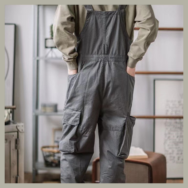 Men's Heavy Duty 1000gsm Cotton Work Clothes - Straight Leg Utility Pants With Adjustable Suspenders And 8+ Multi-Function Pockets