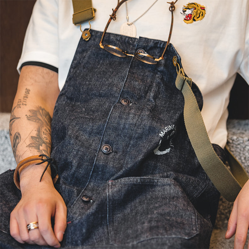 Men's Vintage American Workwear Denim Overalls