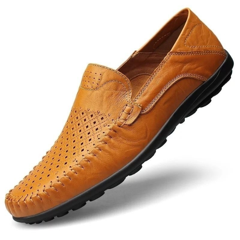 Men's Premium Genuine Leather Breathable Slip-On Loafers