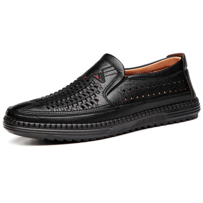 Men's Perforated Genuine Leather Casual Sandals