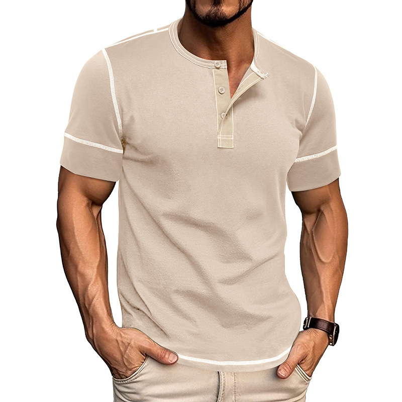 Muscle Henley Breathable Unisex Henley Unique Colorblock Design Everyday Essentia
