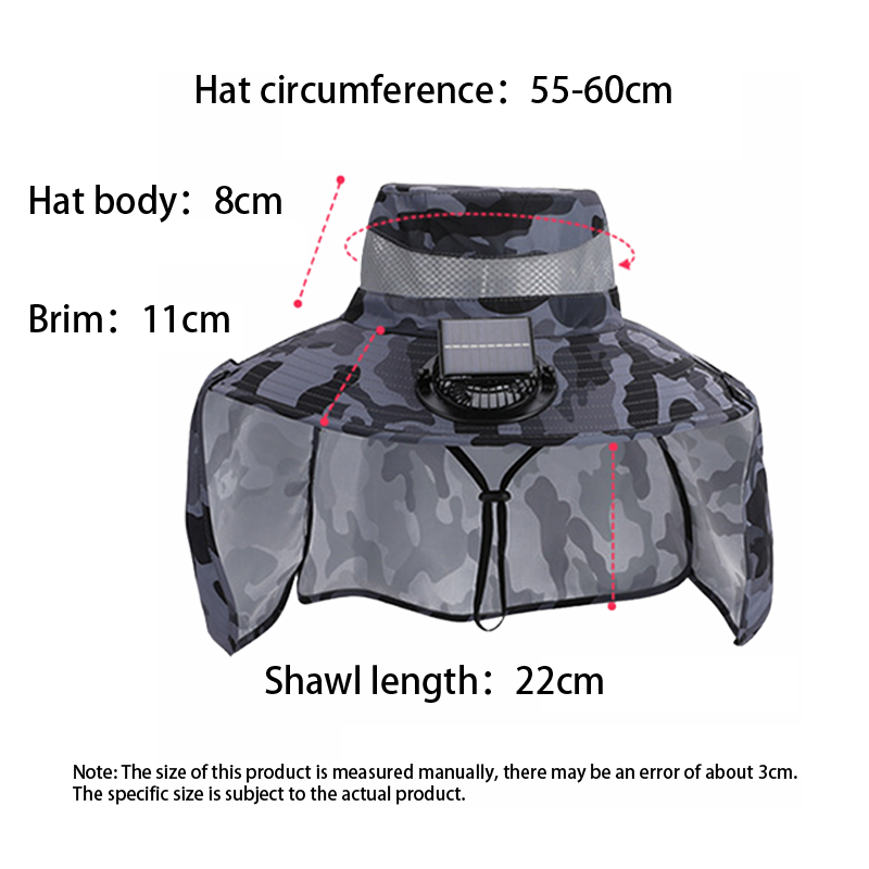 Men's Solar-Powered Cooling Fan Hat With Neck Guard