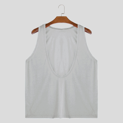 Mens Solid U-Neck Casual Sleeveless Vest, Comfort, Breathable Fabric for Daily Wear & Active Lifestyles, Ideal for Summer