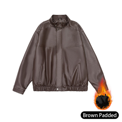 Men's Retro Brown Classic Black Leather Bomber Jacket, Vintage Pilot Leather Jacket for Men, Regular and Padded Styles Are Suitable for Autumn and Winter