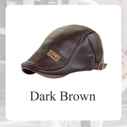 🔥Give The Elders A Warm Winter🍃Plush Leather Beret，Waterproof Cold-Weather Cap For Dad & Grandfather Gifts