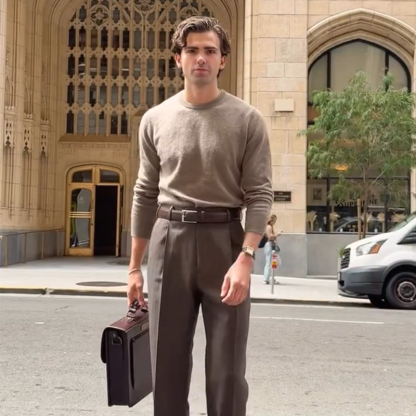 Men's Fall and Winter Essential Crewneck Sweater, Comfortable Tencel Wool Blend Knit, Machine Washable, Casual Crew Neck Pullover