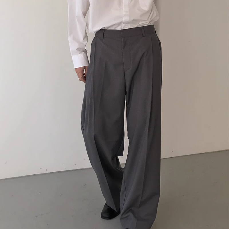 Men's Baggy Wide Leg Trousers, Deconstructed Design with Draping Fit, Business Casual Loose Fit Dress Pants