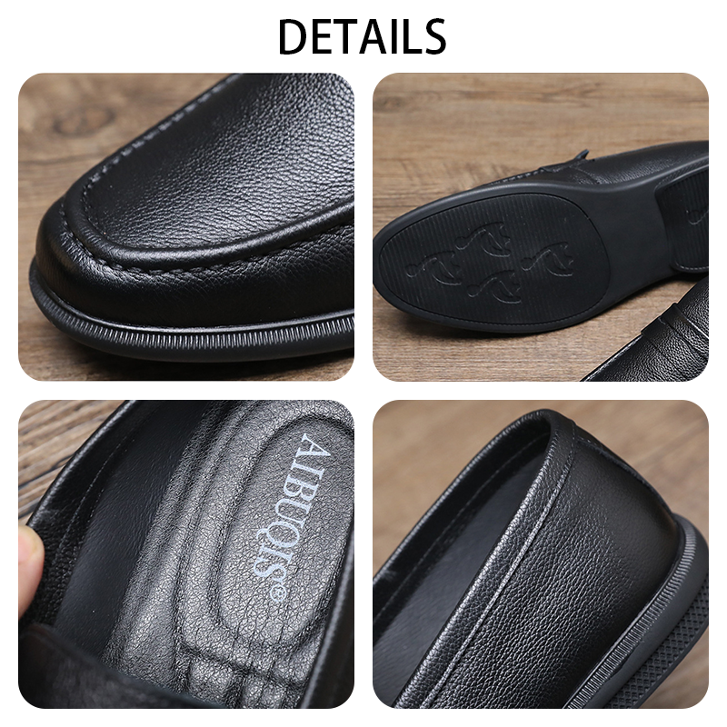 Men's Cowhide Leather Comfort Loafers, Soft Sole Breathable Slip-On Loafers, Driving Shoes, Business Casual Slip-On Dress Shoes