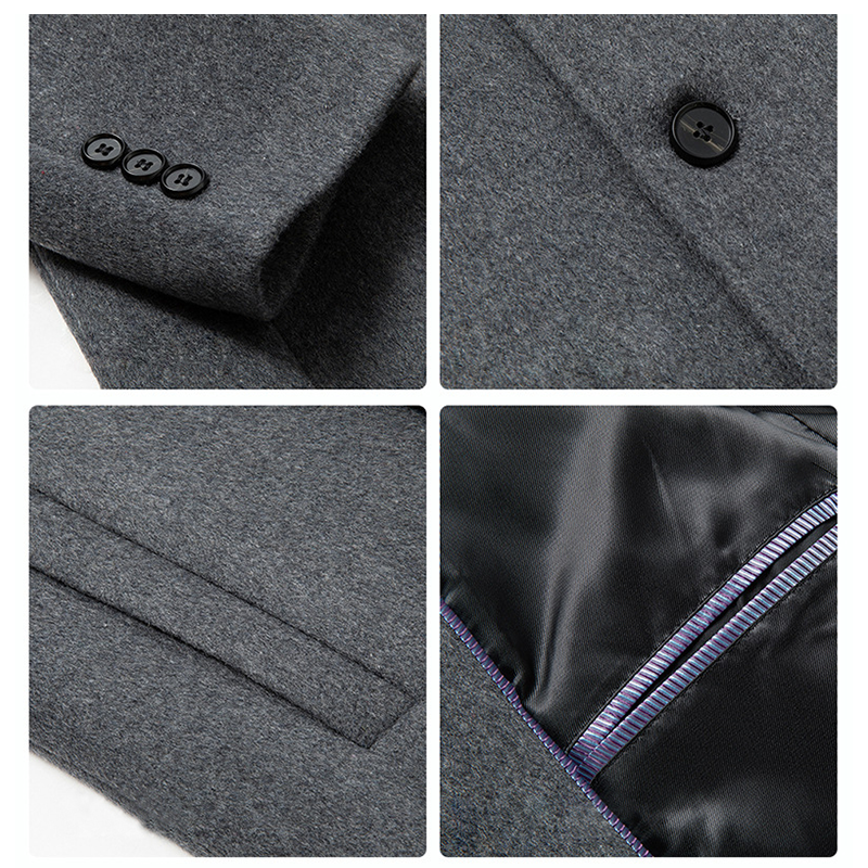 Fall and Winter New Men's Wool Overcoat, Knee Length Single Breasted Dress Coat, Winter Coat for Business Casual and Daily Wear