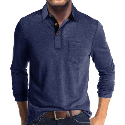 Premium Men's Long Sleeve Polo Shirt Casual Business Essential