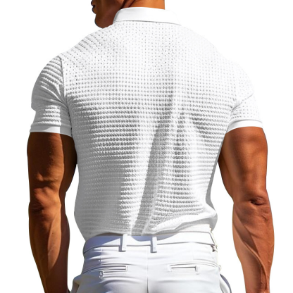Men's Spring Fashion Classic Retro Textured Fabric Golf Polo Shirt