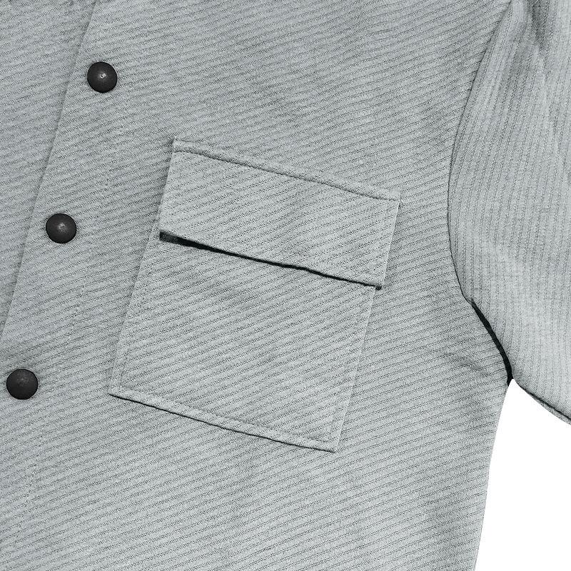 Men's Casual Twill Lapel Single Breasted Long Sleeve Shirt Jacket