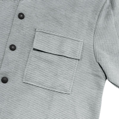 Men's Casual Twill Lapel Single Breasted Long Sleeve Shirt Jacket