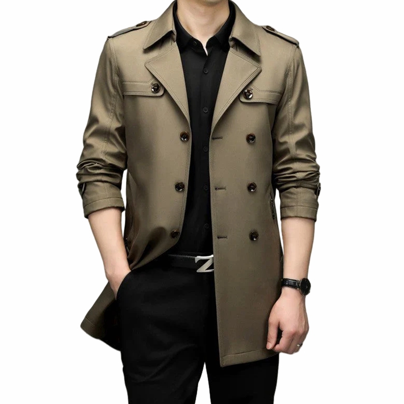 Men's Double Breasted Windbreaker Jacket