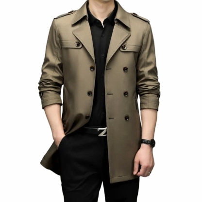 Men's Double Breasted Windbreaker Jacket