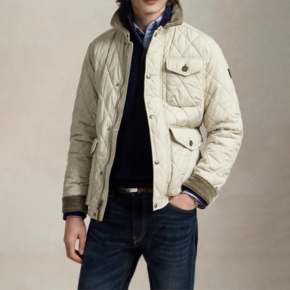 Men's Quilted Workwear Jacket, Classic Old Money Style Winter Coat
