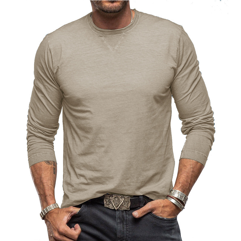 New Men's Long Sleeve Crew Neck T-Shirt Essential Items Practical And Durable