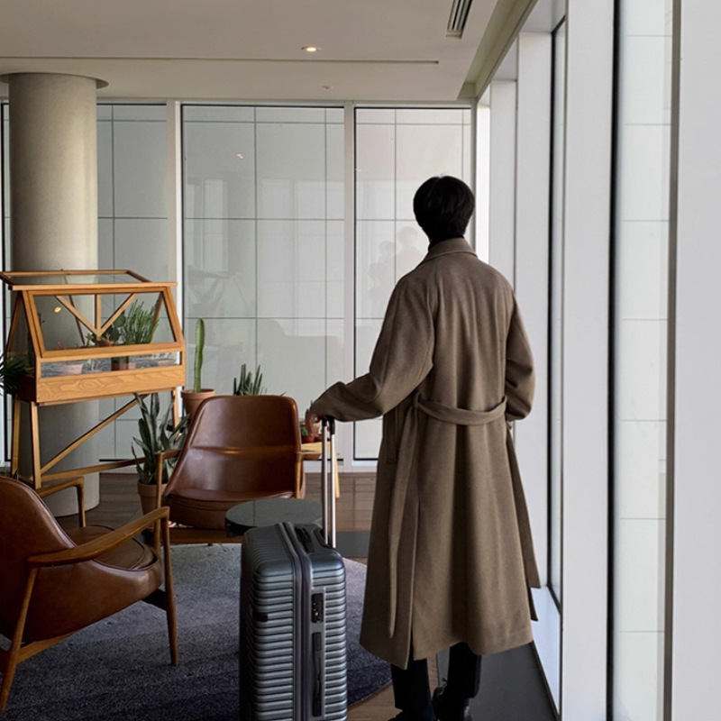 Men's Over Knee-length Blended Coat, Thick and Warm Winter Men's Windbreaker, Classic Business Casual Windbreaker