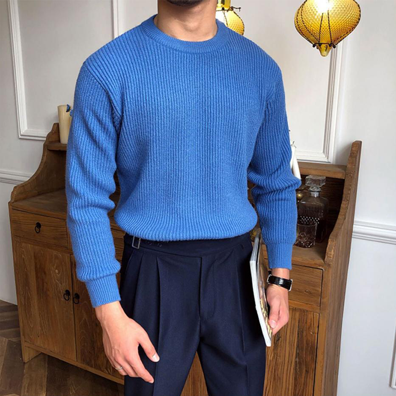 Men's Fall Winter Chunky Knit Sweater, Heavyweight Relaxed Fit Crewneck Knit Pullover
