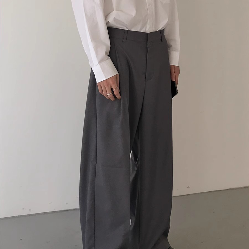 Men's Baggy Wide Leg Trousers, Deconstructed Design with Draping Fit, Business Casual Loose Fit Dress Pants
