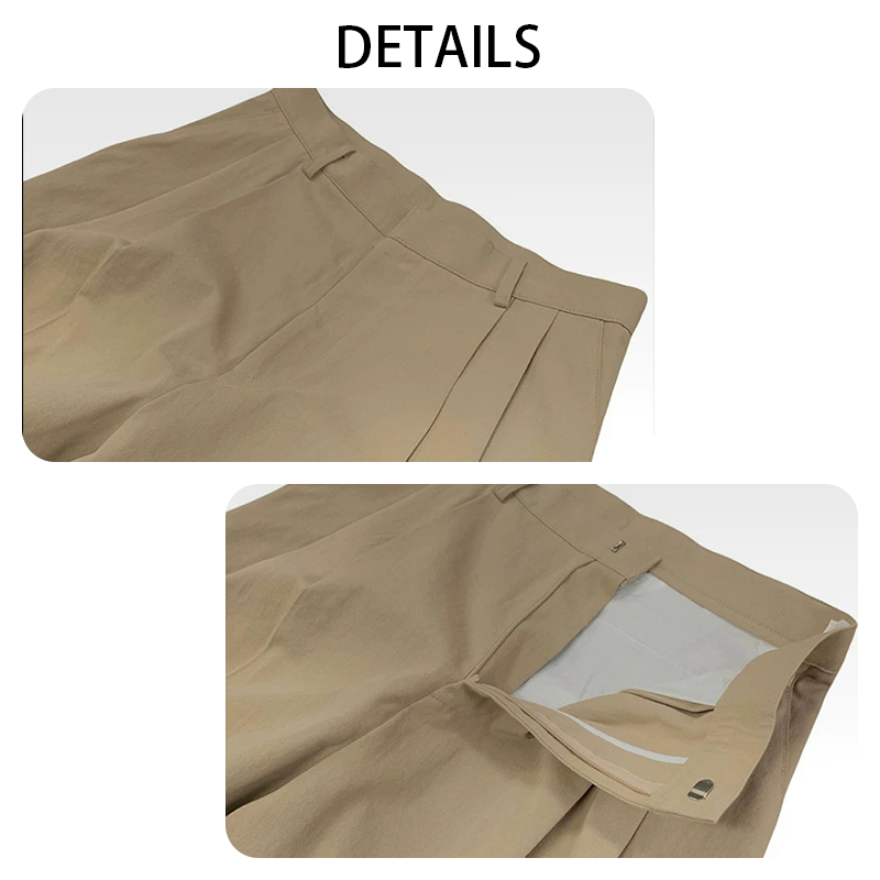 New Men's Wide Leg Trousers, Relaxed Fit Dress Pants with Double Pleat And Hidden Button, Business Casual Office Pants