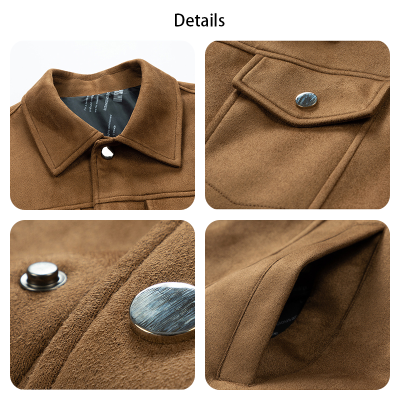 Men's Suede Bomber Jacket, Business Casual Notch Lapel Fall Jacket