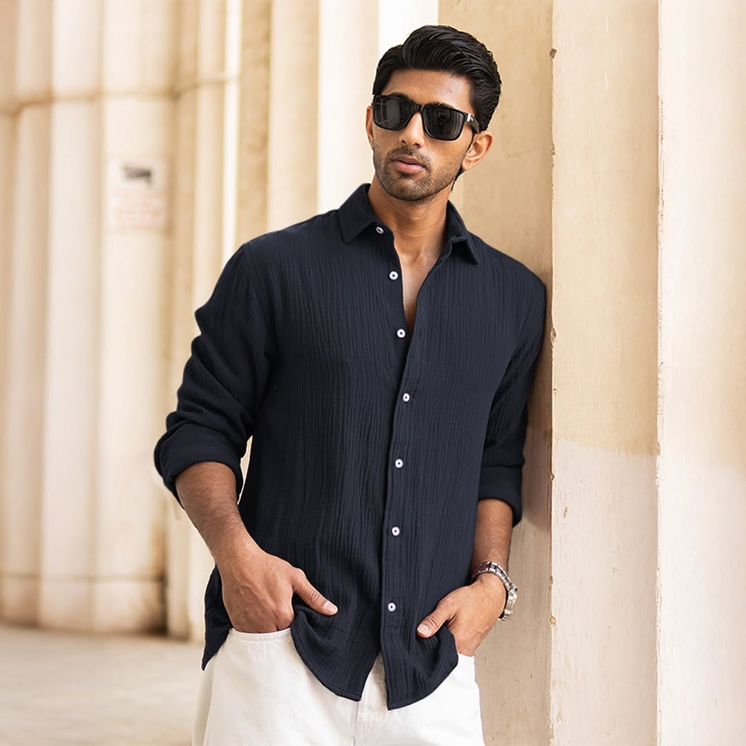 Men's Slim-Fit, Long-Sleeved Shirt Featured In A Versatile Style And Slightly Stretch Fabric