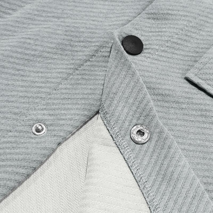 Men's Casual Twill Lapel Single Breasted Long Sleeve Shirt Jacket