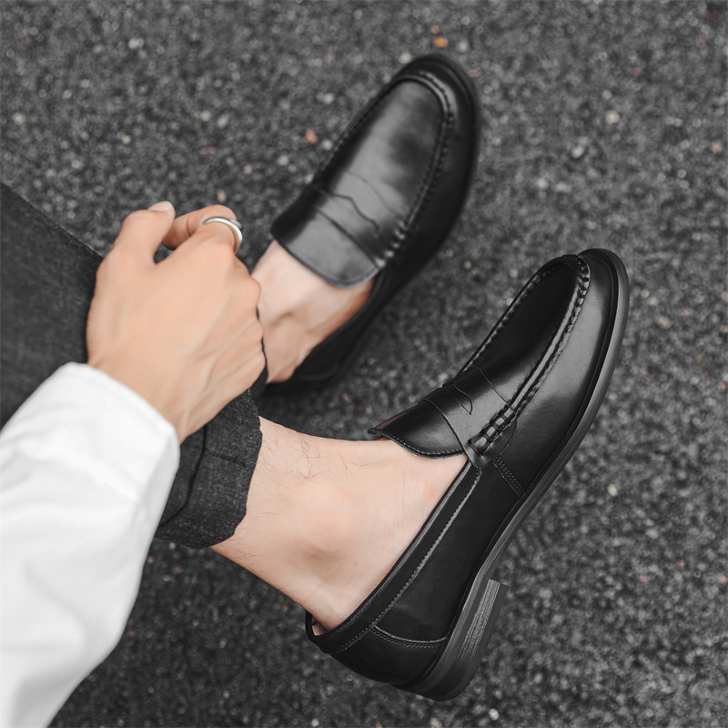 Men's Breathable Leather Loafers - Soft Sole Slip-On Dress Shoes for Business Casual | Old Money Style | Comfortable Driving Shoes