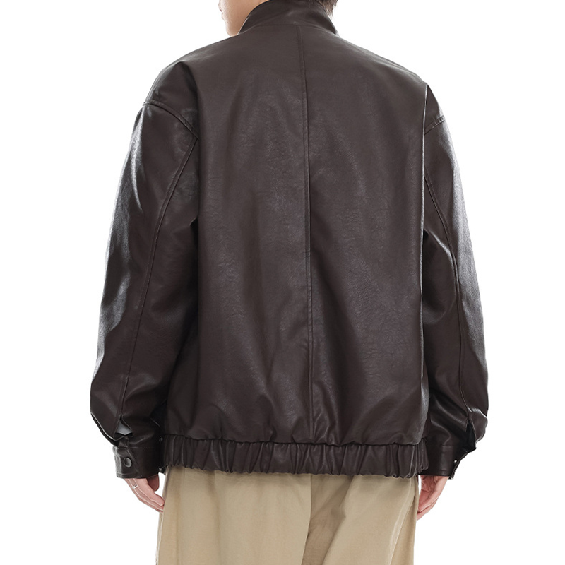 Men's Retro Brown Classic Black Leather Bomber Jacket, Vintage Pilot Leather Jacket for Men, Regular and Padded Styles Are Suitable for Autumn and Winter