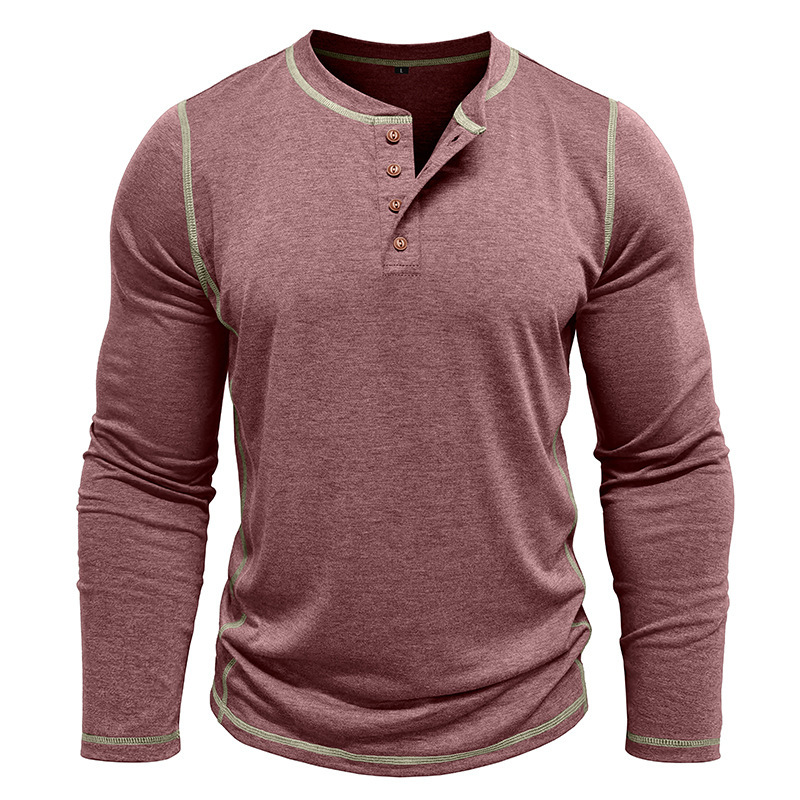 Vintage American Style Classic 4-Button Long Sleeve Henley Shirt Sustainable Long Henley Oversized American Vintage Top